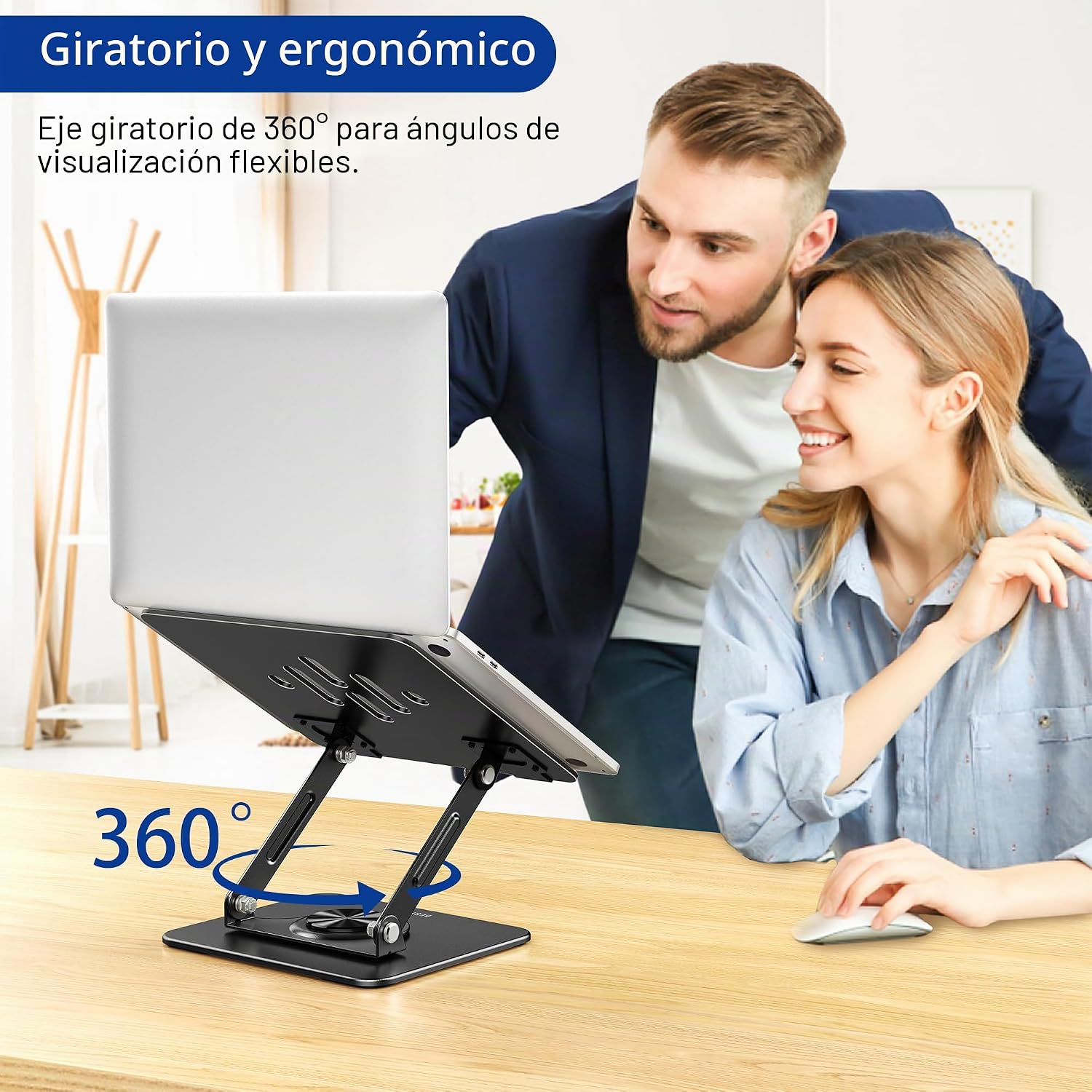 BESIGN LS11 - Soporte de laptop con base giratoria de 360°, soporte ergonómico ajustable. - Imagen 4