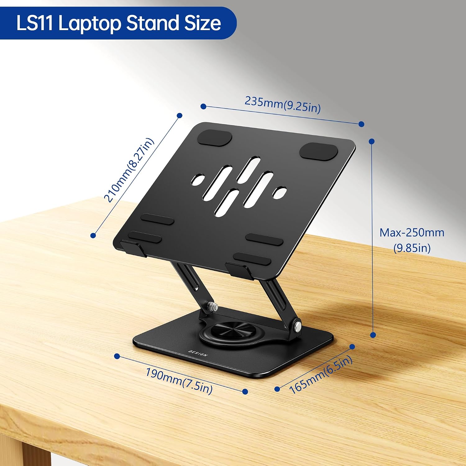 BESIGN LS11 - Soporte de laptop con base giratoria de 360°, soporte ergonómico ajustable. - Imagen 5