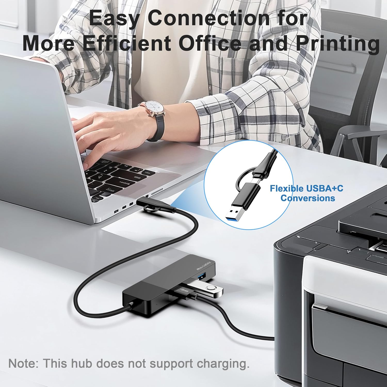 ALL-LUCKY Adaptador de USB a Ethernet, Hub Adaptador 4 en 1 USB C a Ethernet con 3 x Puerto USB 3.0 - Imagen 6