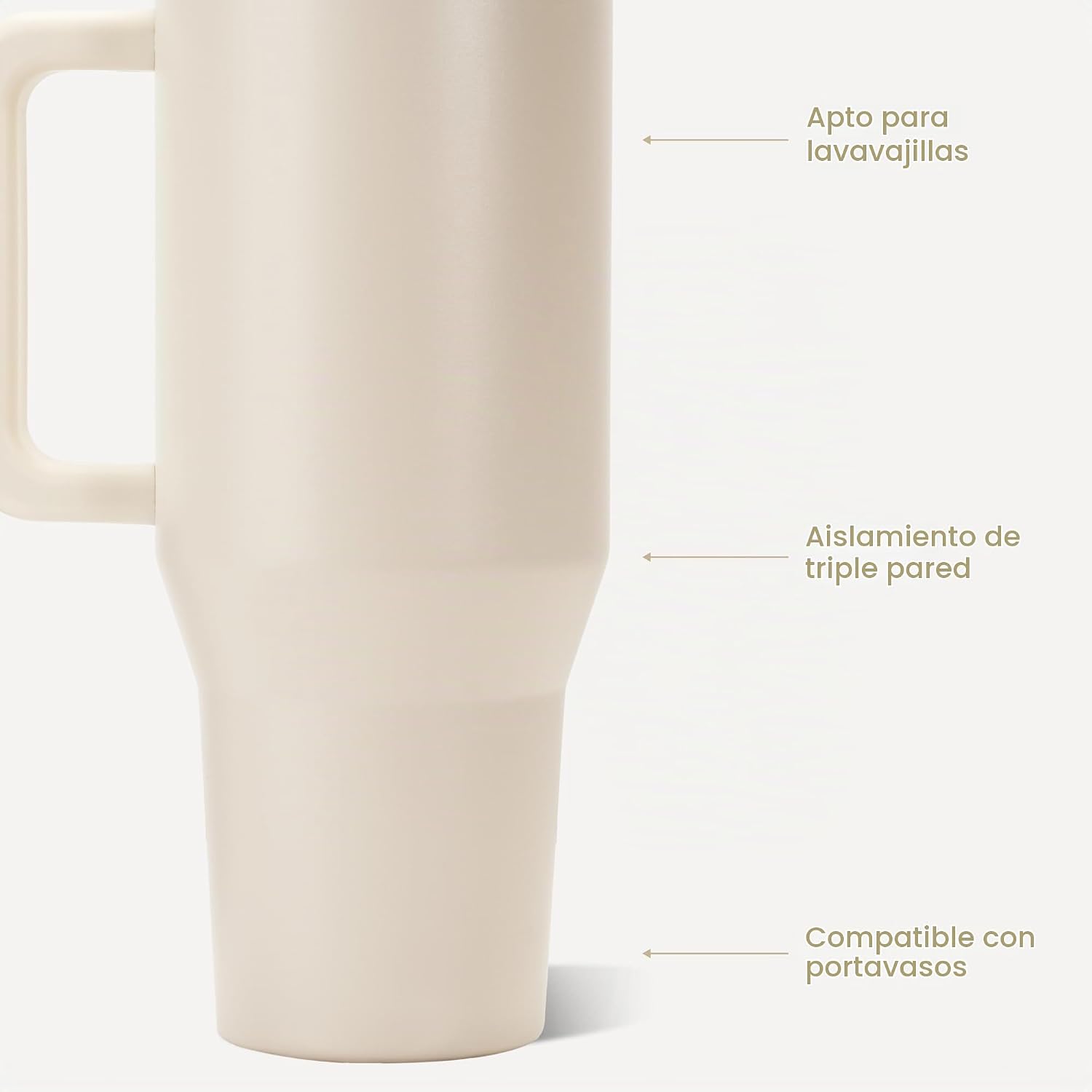 HydroJug Traveler - Botella de agua de 40 onzas con asa y popote abatible, color crema. - Imagen 3