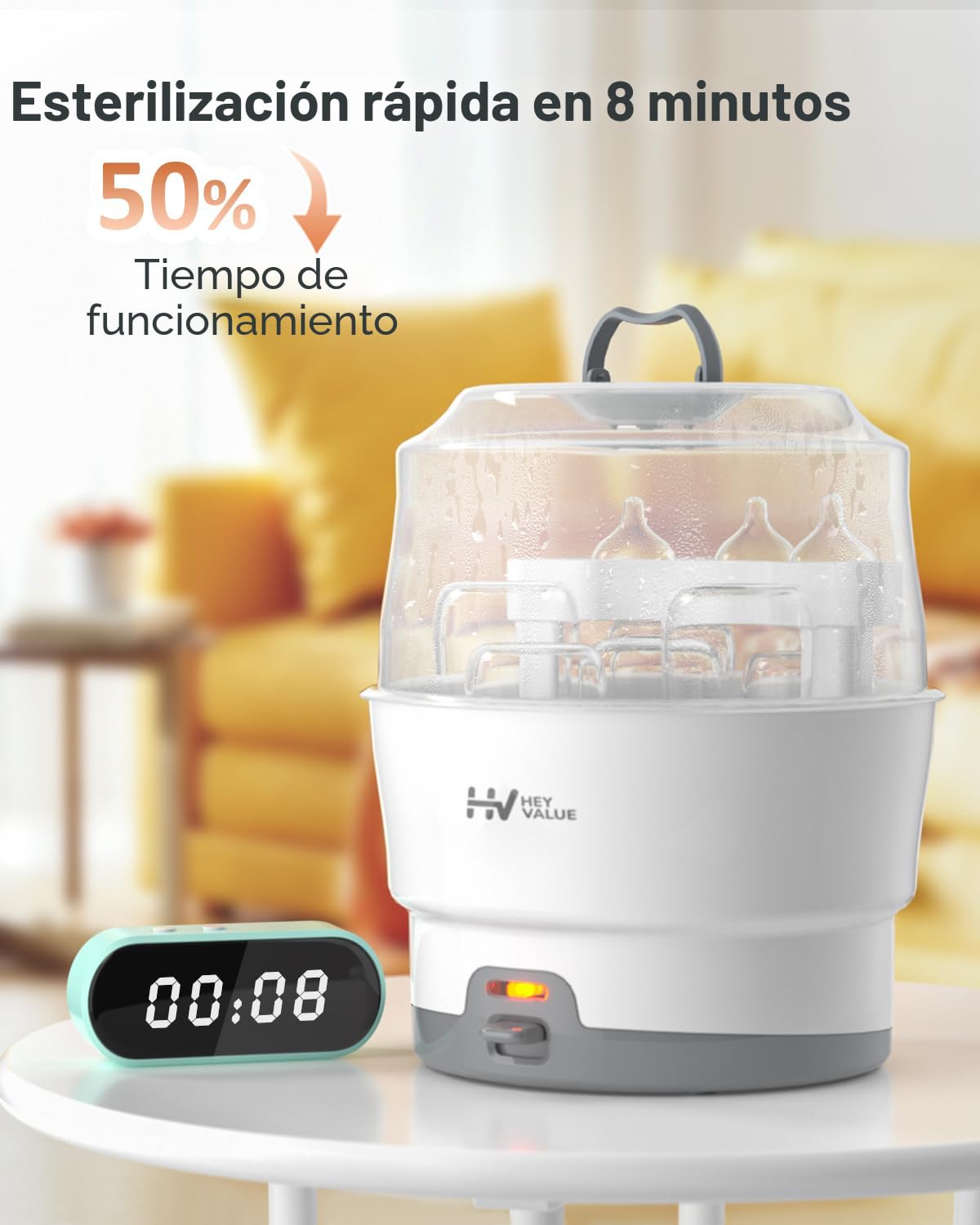 HEYVALUE - Esterilizador inteligente de botellas de vapor para biberones. - Imagen 3