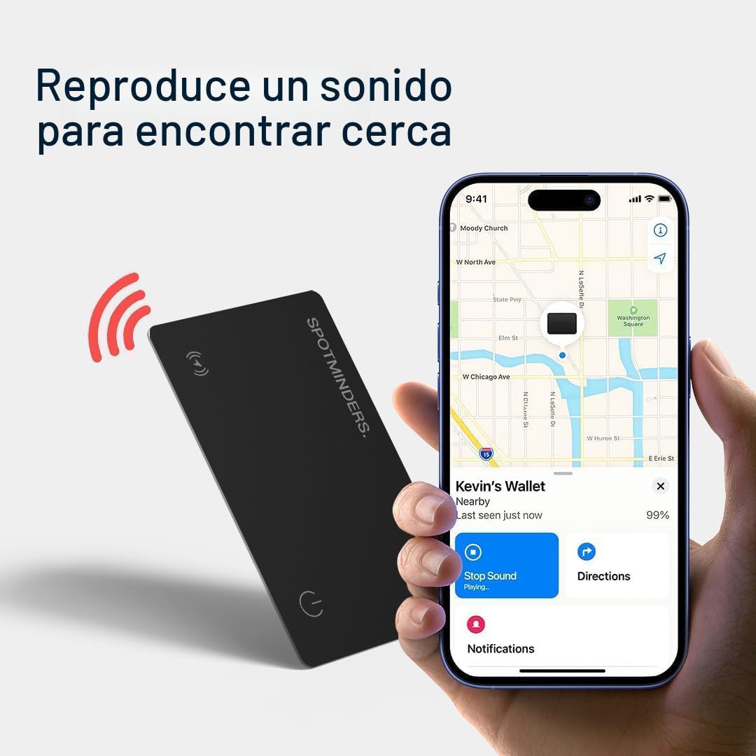 SPOTMINDERS - Tarjeta de seguimiento de billetera con certificación MFi de Apple para viajes. - Imagen 4