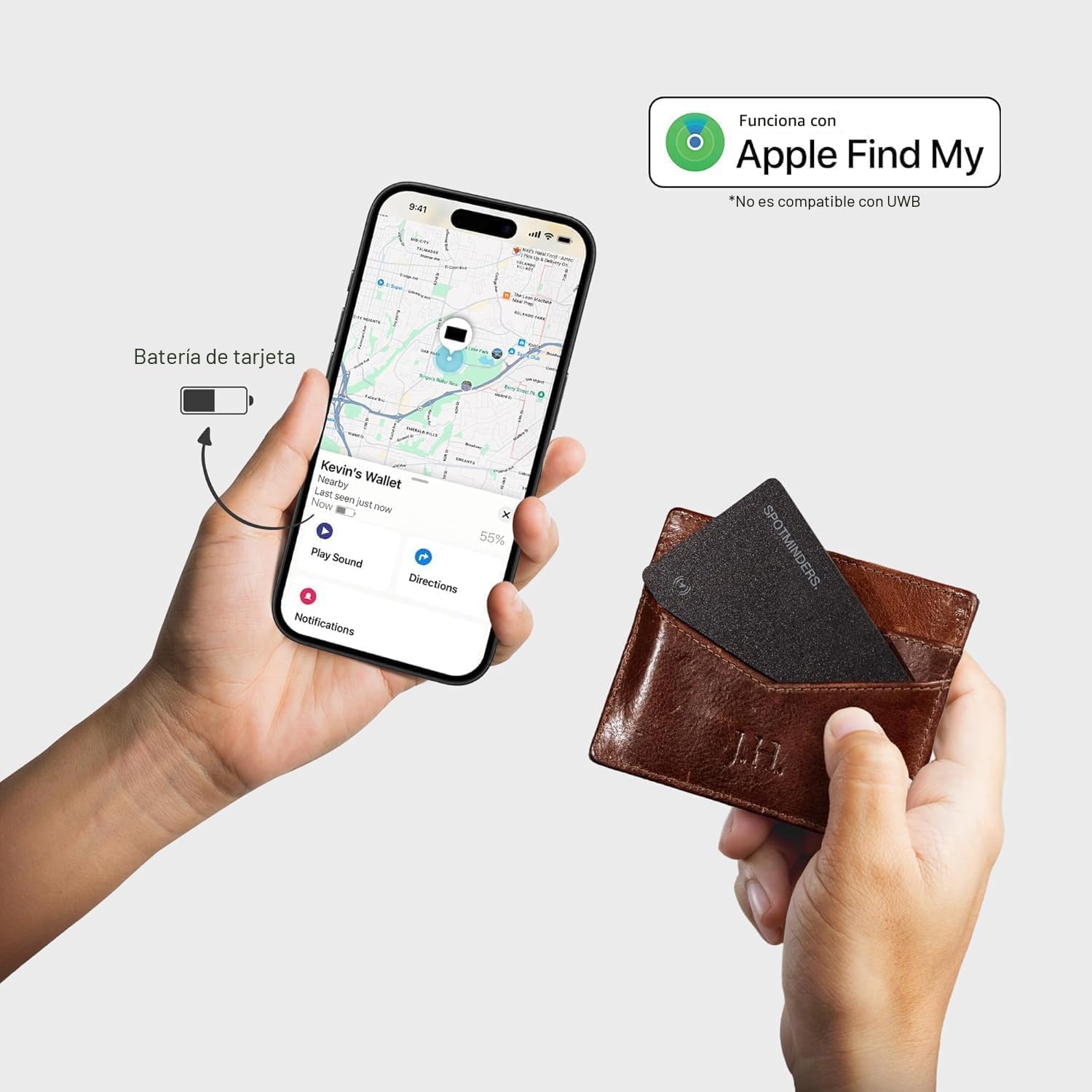 SPOTMINDERS - Tarjeta de seguimiento de billetera con certificación MFi de Apple para viajes. - Imagen 3