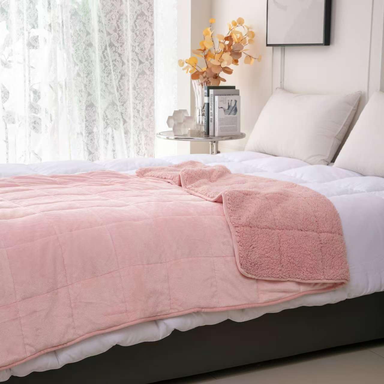 Manta con peso de 20 libras de Sherpa para adultos, ambas caras reversibles de terciopelo suave. - Imagen 3
