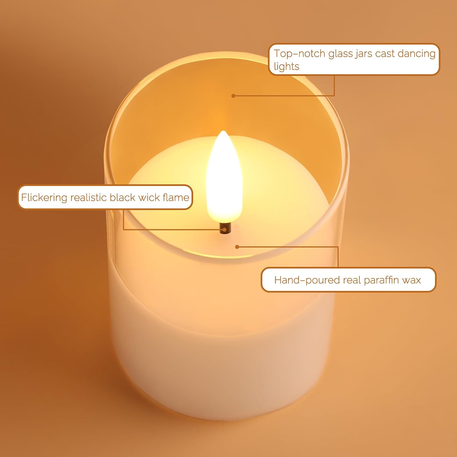 Velas altas y delgadas sin llama en frasco de vidrio transparente, velas cilíndricas LED. - Imagen 5