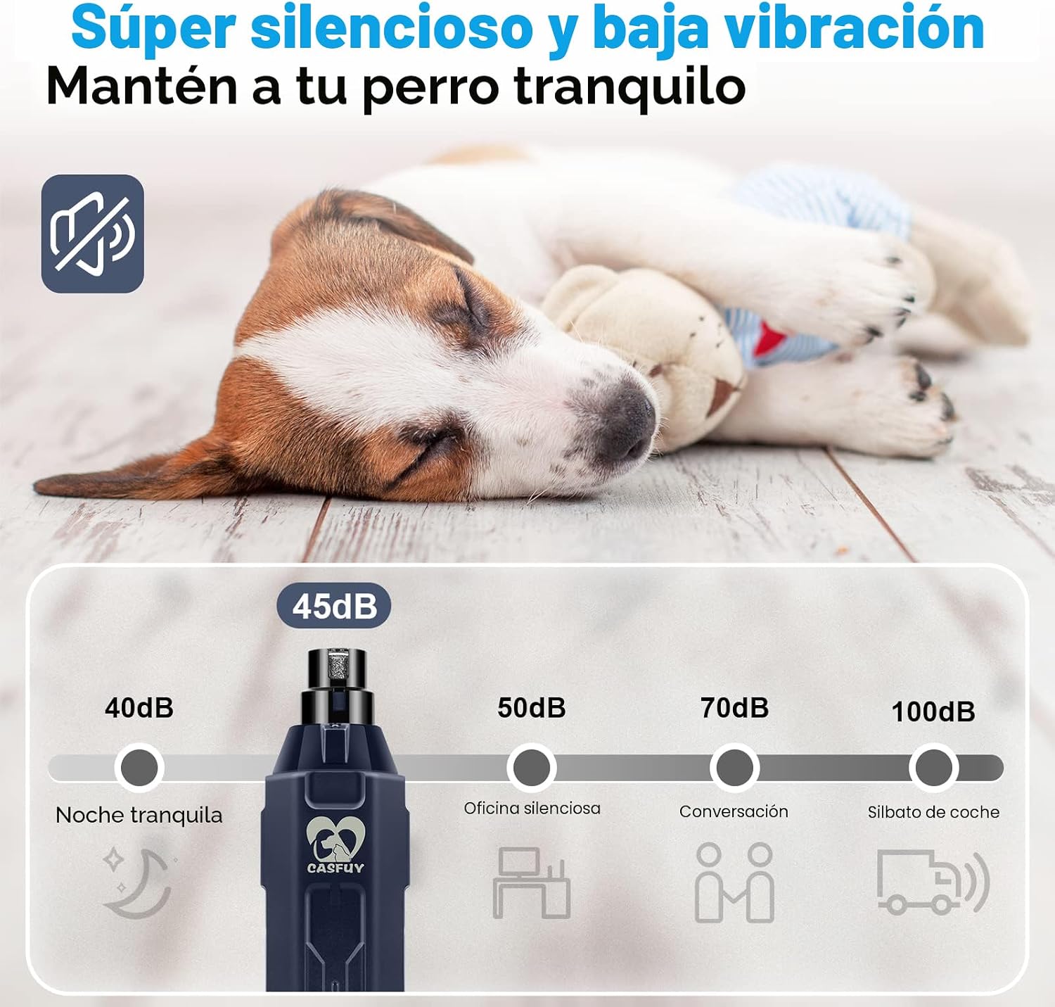 Casfuy Molinillo de uñas para perros de 6 velocidades, molinillo de uñas mejorado para mascotas. - Imagen 4