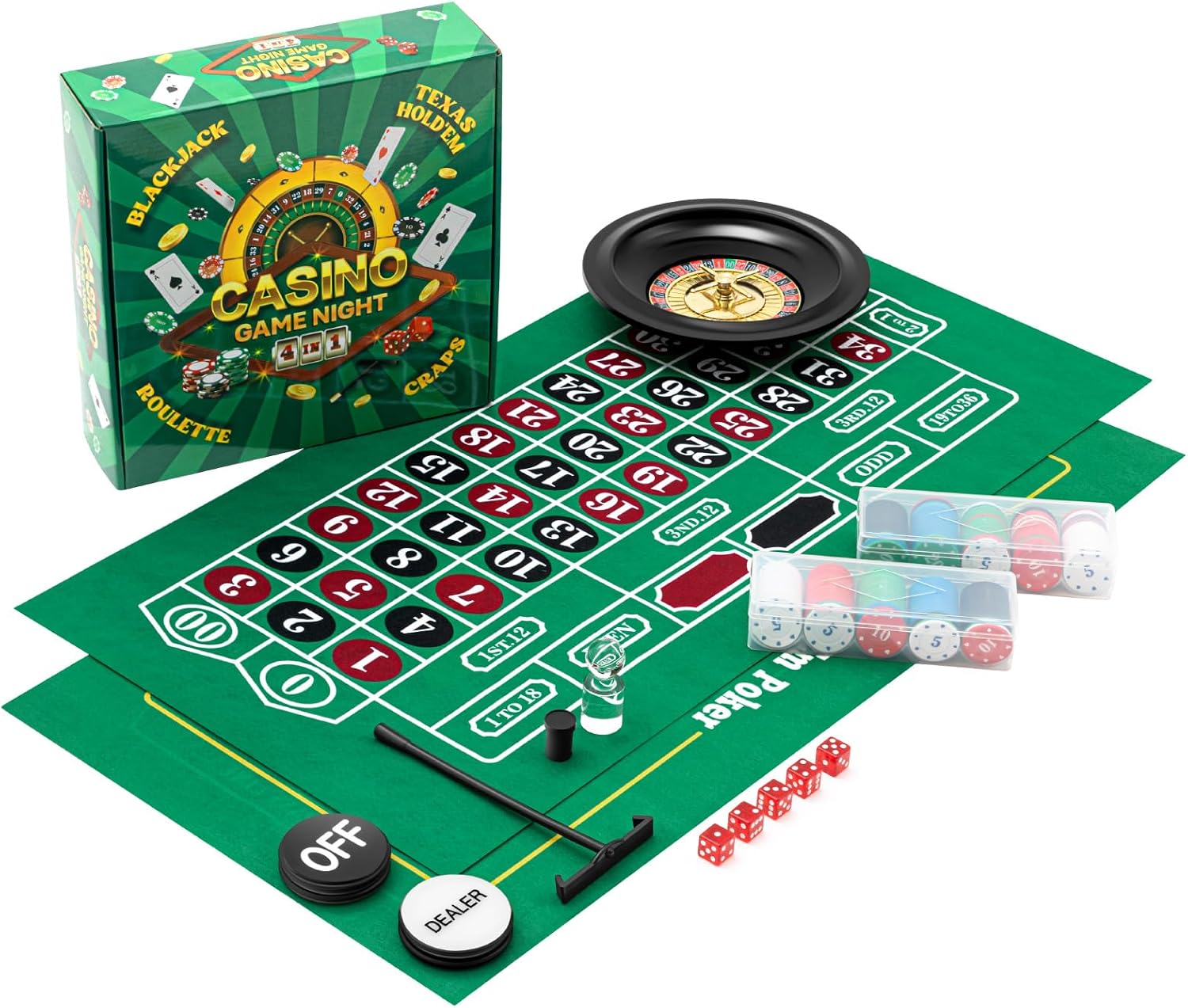 Lunmon Casino Night 4 en 1 Juego completo para Craps Texas Holdem Party. - Imagen 4