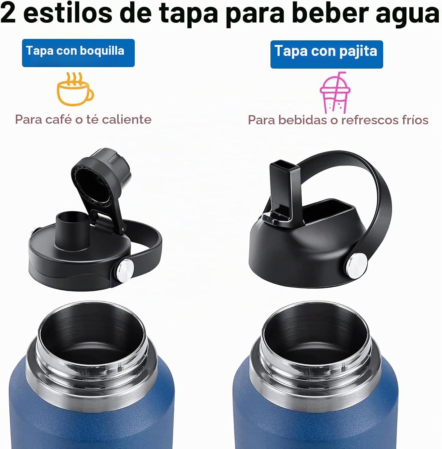 Botella de agua de 32 onzas aislada con popote, botellas de agua a prueba de fugas. - Imagen 5