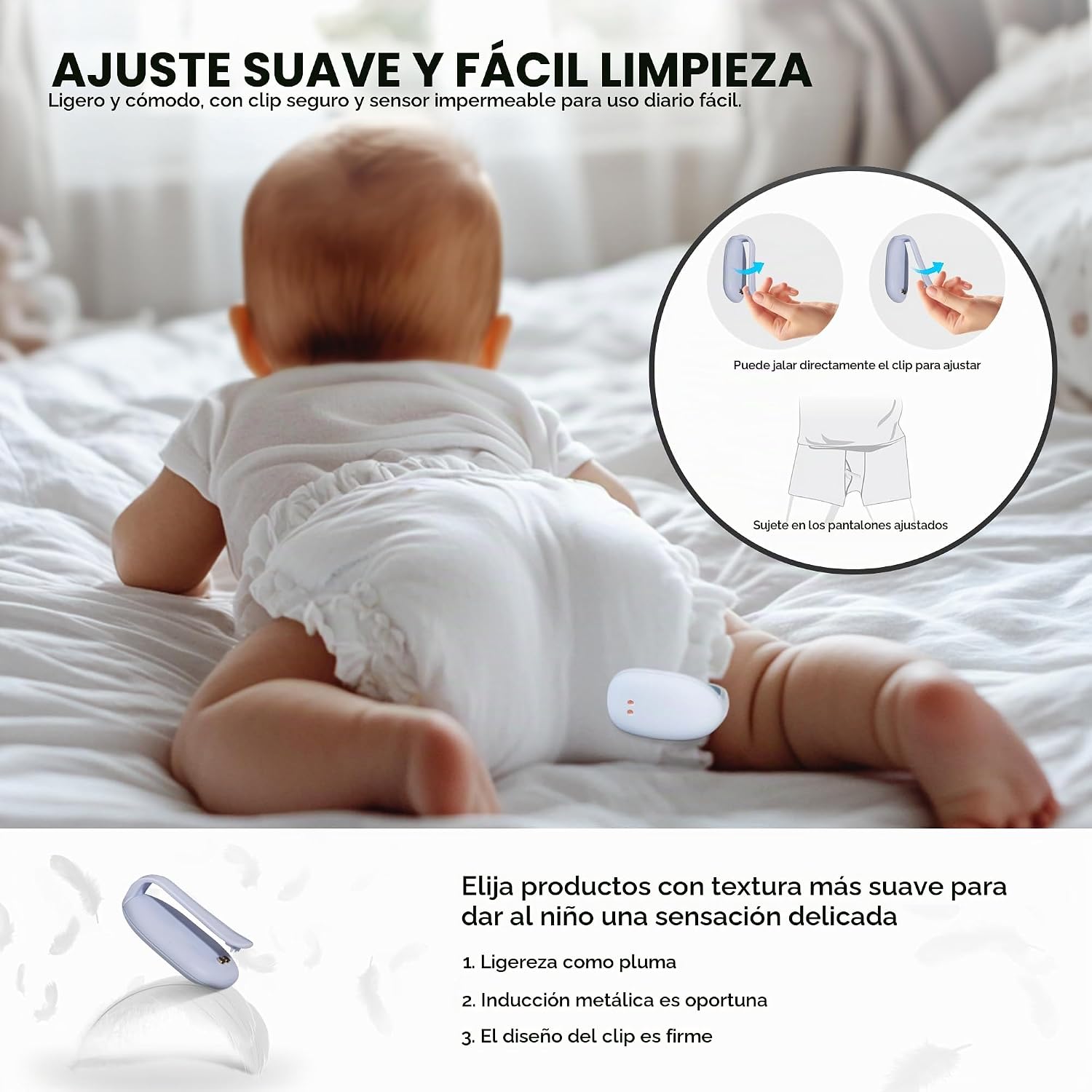 Alarma de humectación de cama para niños y niñas, alarma inalámbrica para orina con sensor magnétic - Imagen 3