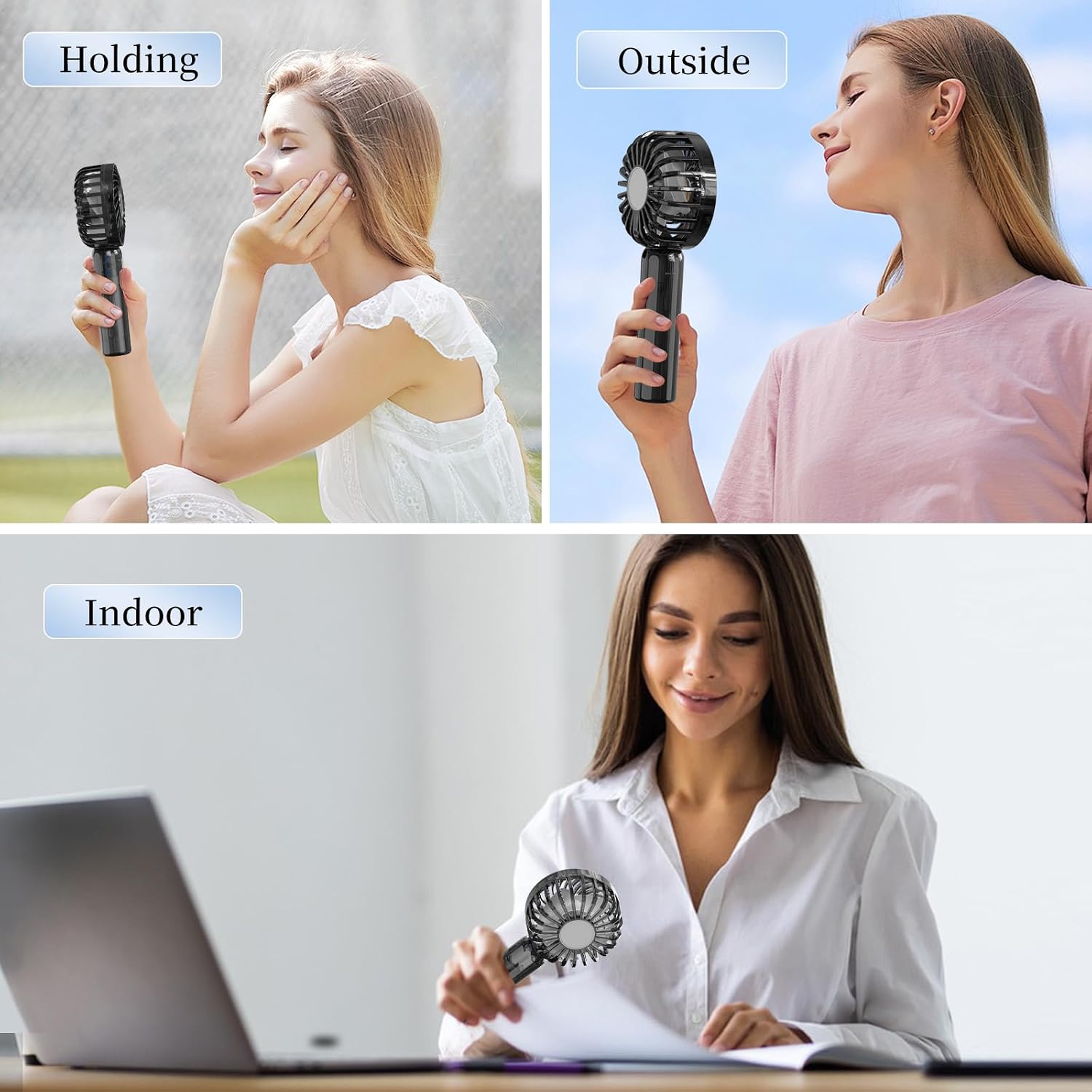 Mini ventilador de mano portátil, diseño transparente, pequeño ventilador ajustable USB recargable. - Imagen 5