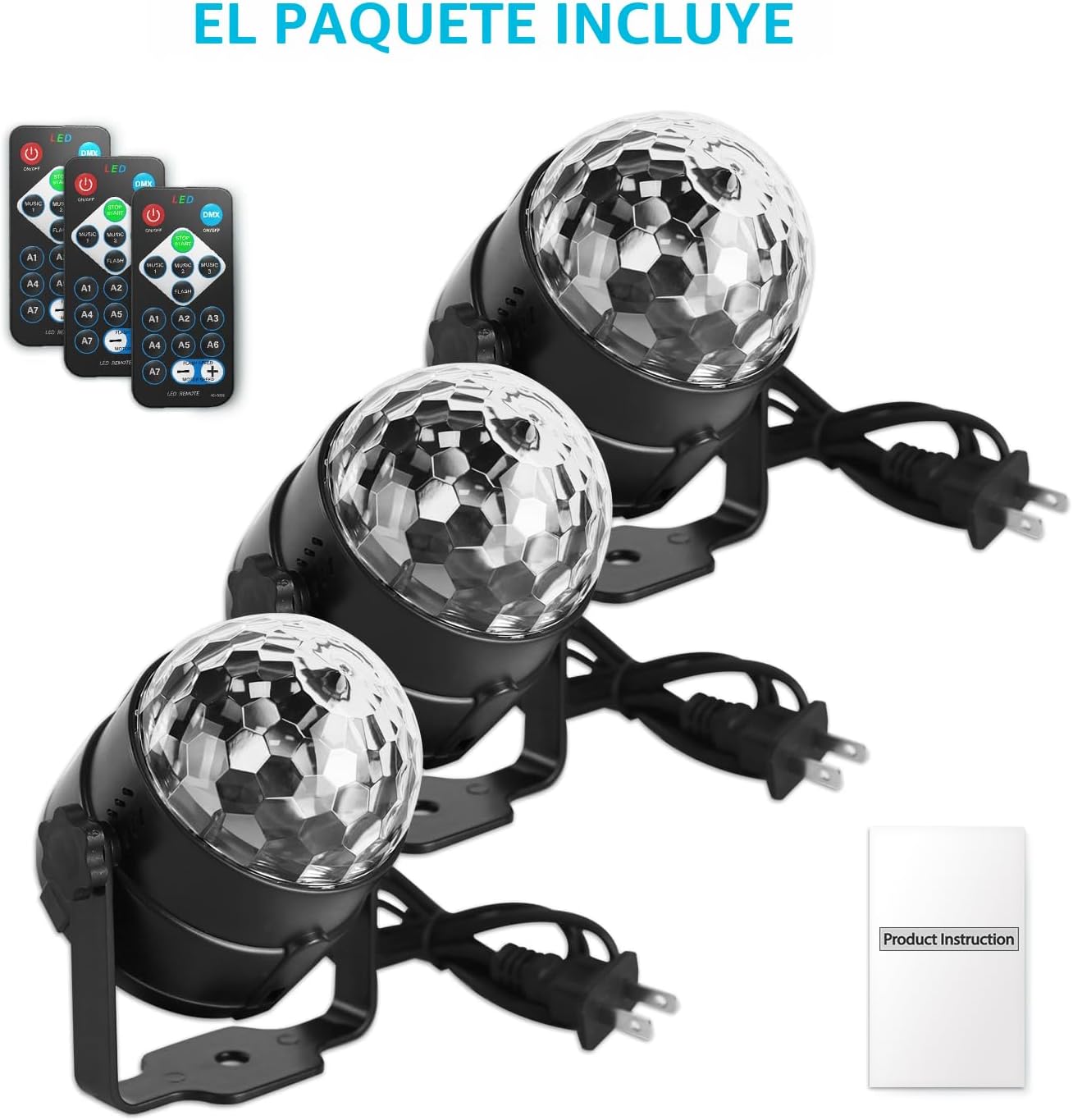 NEQUARE Luces de fiesta de bola de discoteca para DJ, activadas por sonido con control remoto. - Imagen 4