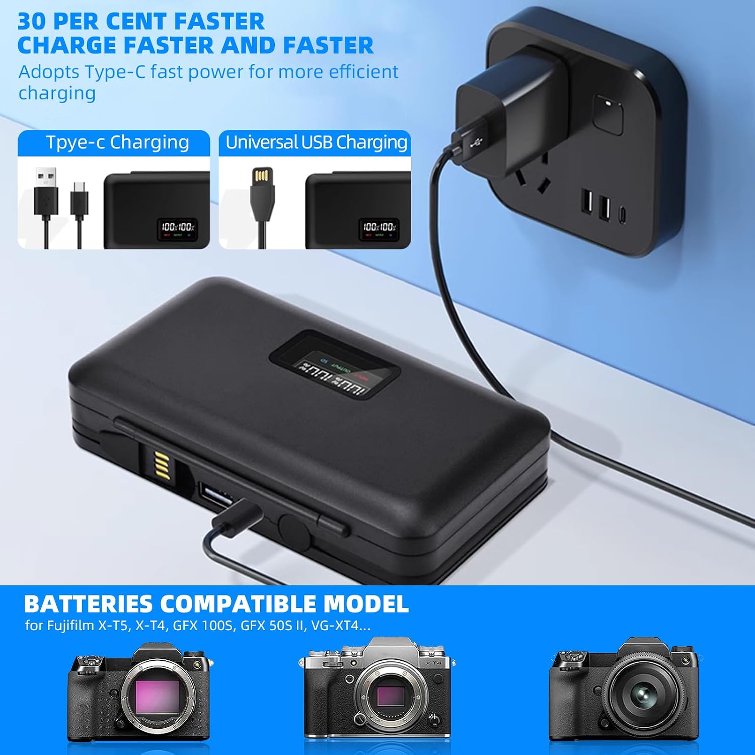 Cargador de batería multifunción NP-W235 de doble ranura. - Imagen 5