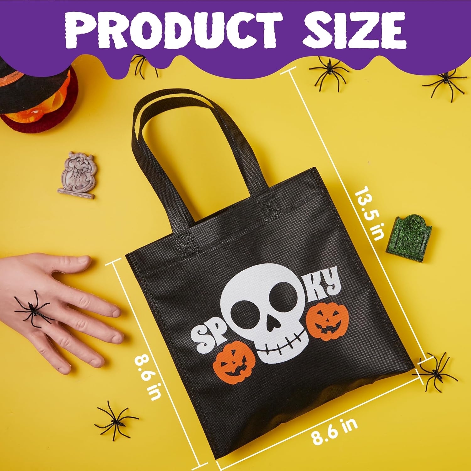 JOYIN 24 bolsas de golosinas no tejidas de Halloween, bolsas de golosinas de 8.6 pulgadas con asas. - Imagen 5