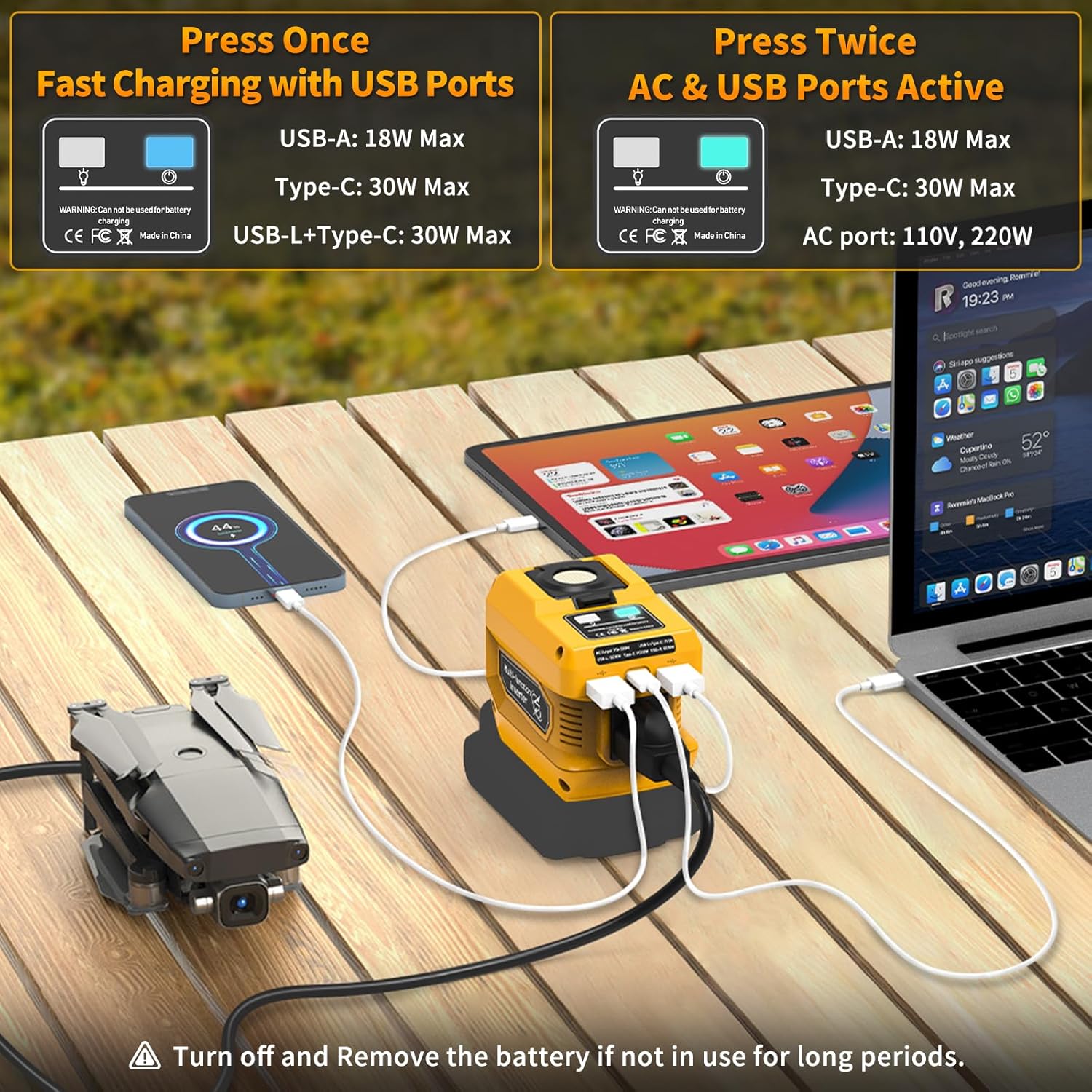 Kzreect Adaptador actualizado de 20 V a 12 V + inversor de corriente de 220 W. - Imagen 3