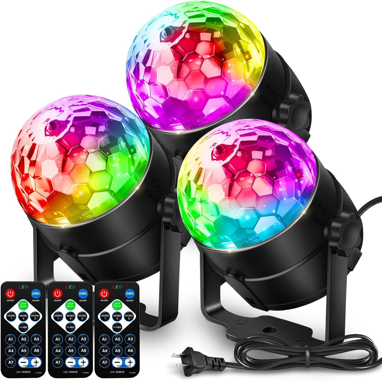 NEQUARE Luces de fiesta de bola de discoteca para DJ, activadas por sonido con control remoto.