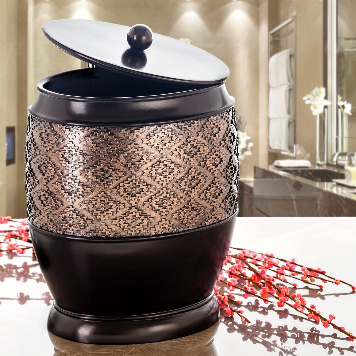 Creative Scents Dublin - Cubo de basura cesta decorativa ovalada de resina duradera para baño - Imagen 5