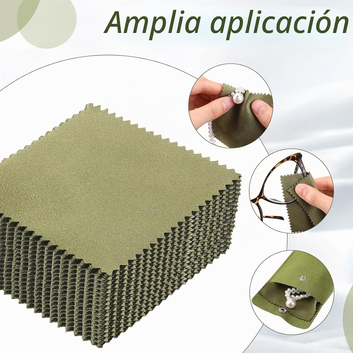 Paquete de 120 bolsitas de microfibra para joyería con paño de limpieza, 8,1 x 8,1 cm. - Imagen 5