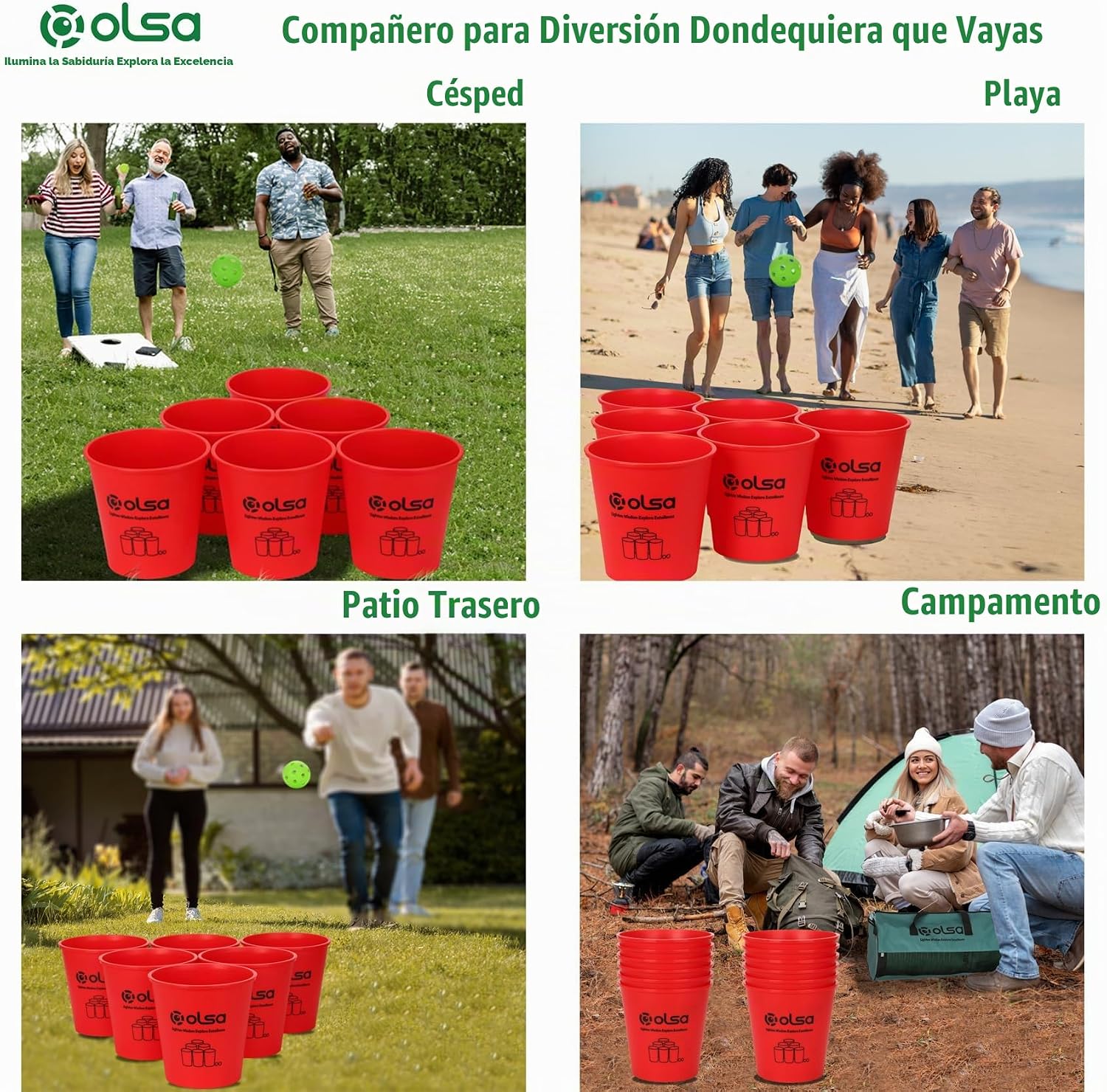Olsa Giant Yard Pong Games Set for Beach, Camping, Lawn and Backyard. - Imagen 3