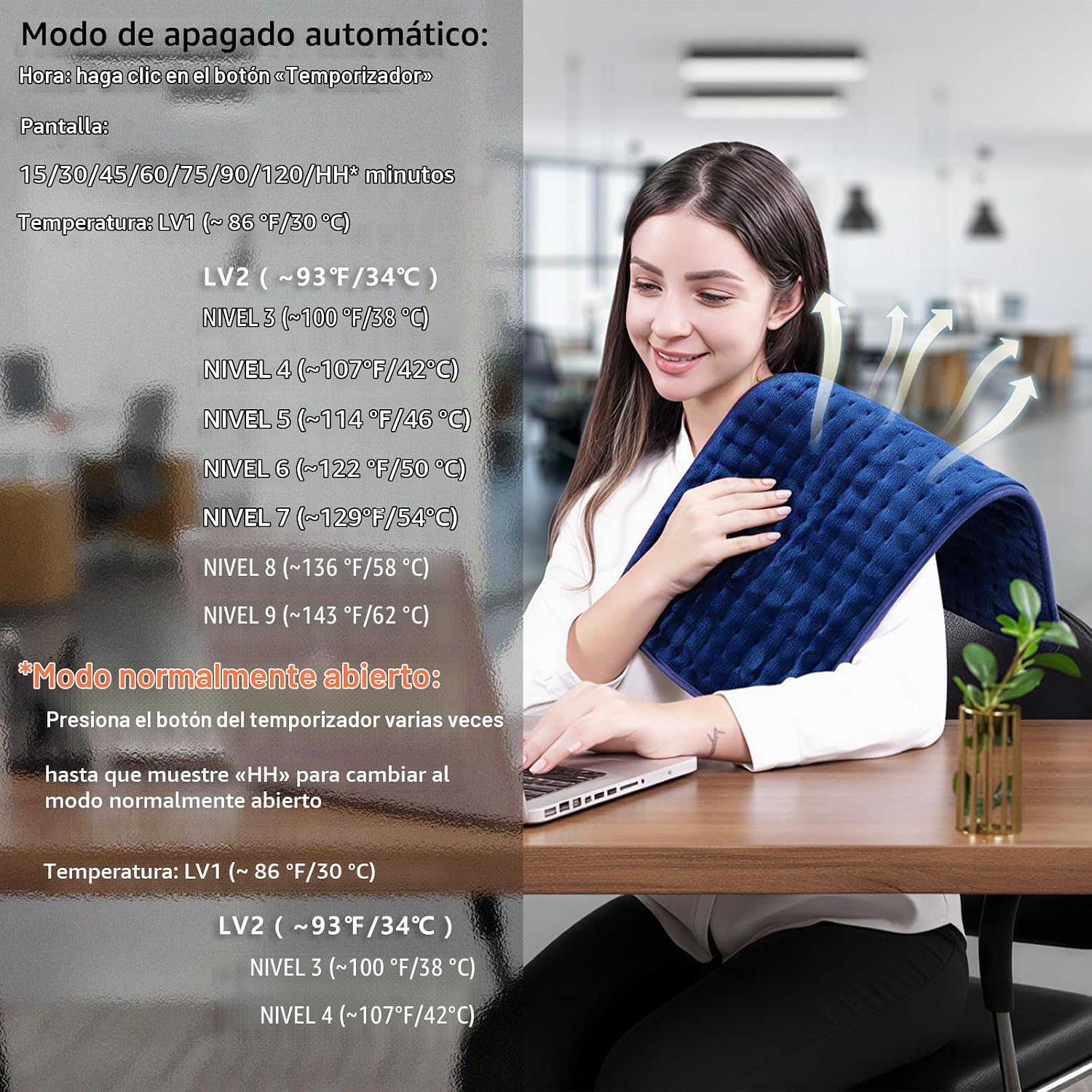 Almohadilla térmica eléctrica, controlador de modo dual actualizado. - Imagen 4