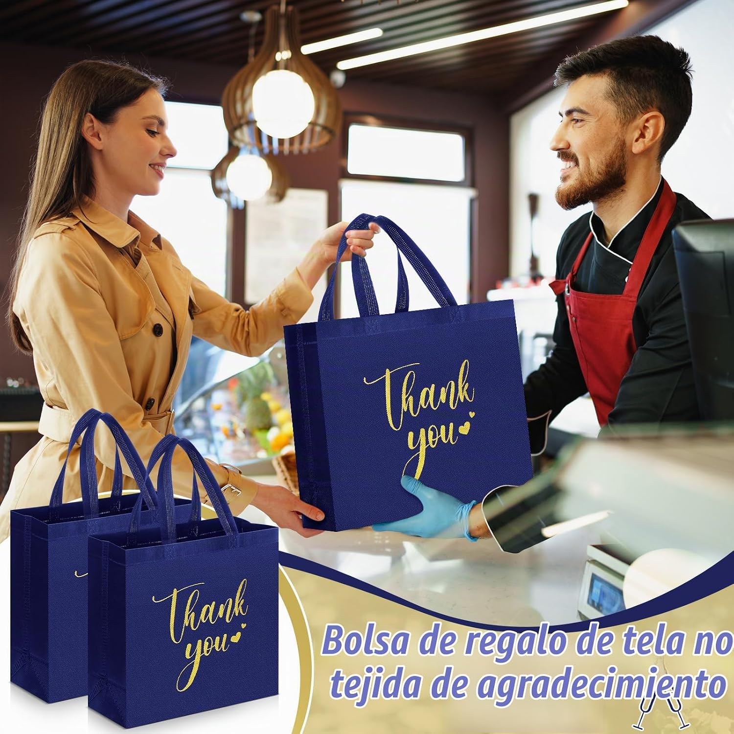 Sweetude 16 Bolsas de Regalo con Asas al Por Mayor Reutilizable No Tejida Plegable Bolso de Mano - Imagen 5