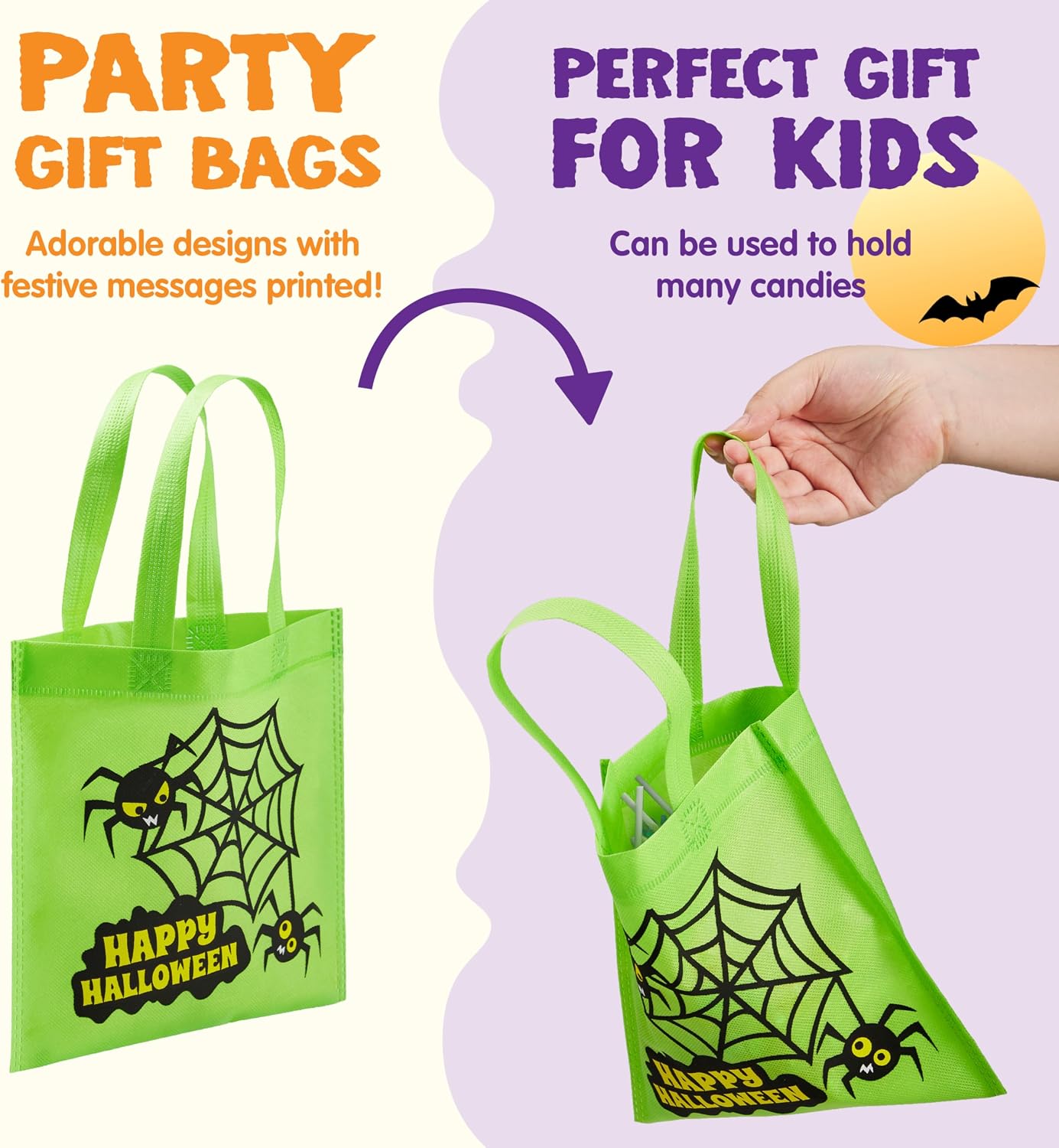 JOYIN 24 bolsas de golosinas no tejidas de Halloween, bolsas de golosinas de 8.6 pulgadas con asas. - Imagen 4