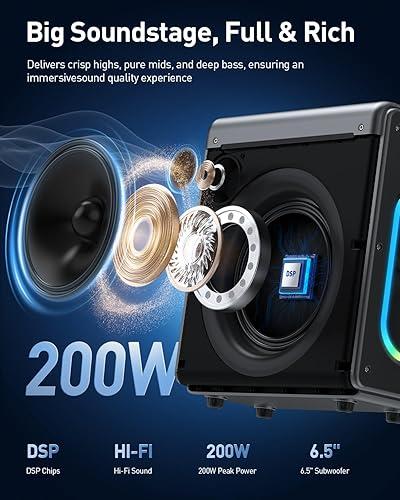 Máquina de karaoke VERKB, Bluetooth 5.3, 20 horas de reproducción, luces LED, portátil. - Imagen 3