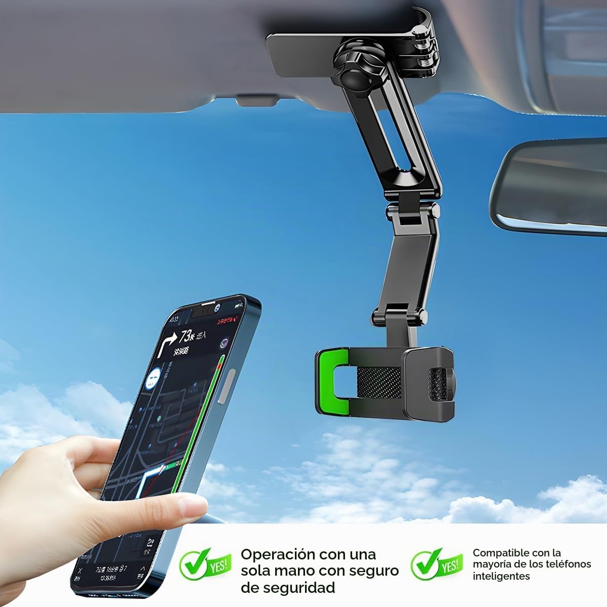 Soporte Giratorio y Retráctil para Teléfono de Coche - 1080 Multifunción Soporte Universal. - Imagen 4