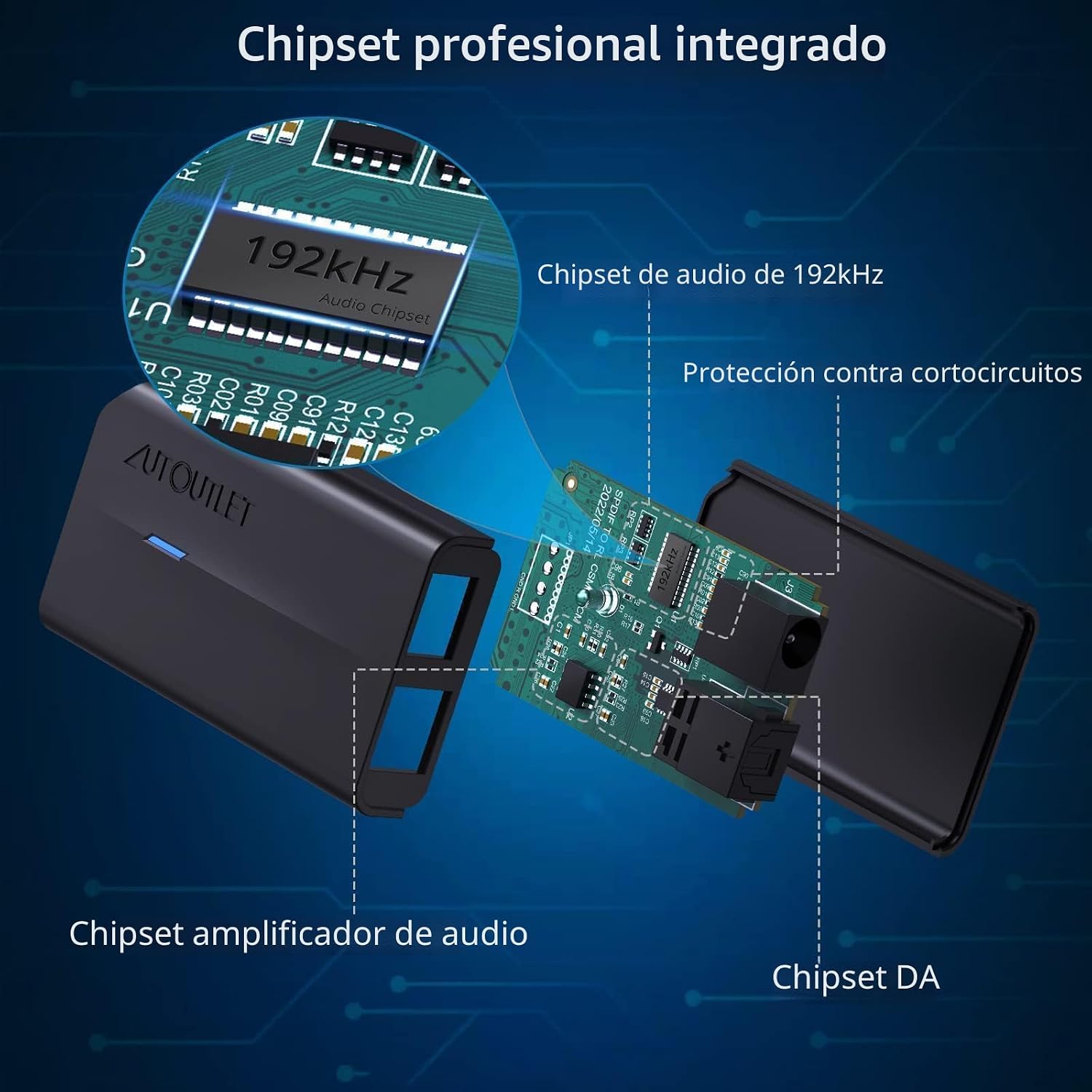 AUTOUTLET - Convertidor de audio digital a analógico de 24 bits de 192 kHZ. - Imagen 3