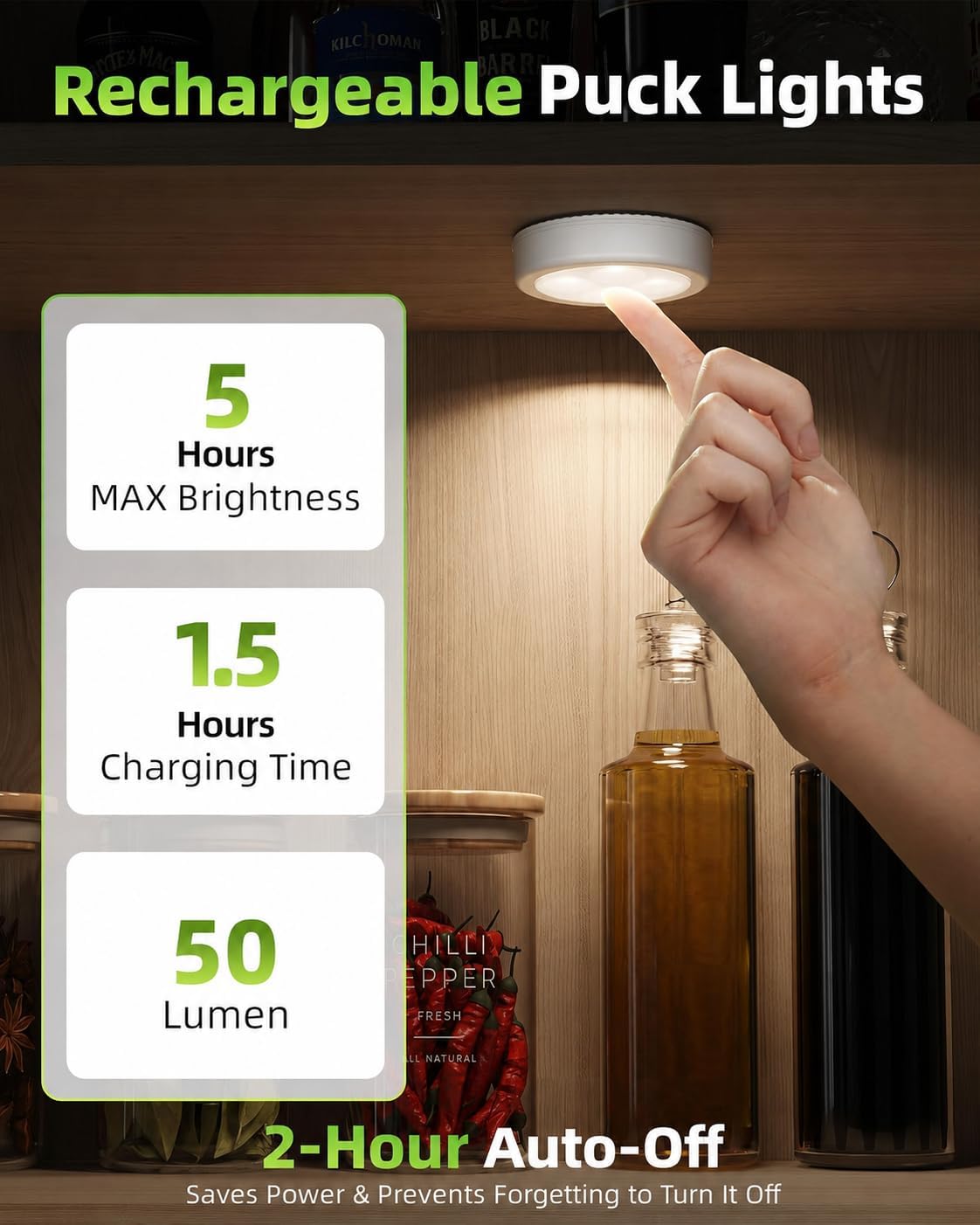 EZVALO - Luces LED de disco, lámpara de grifo recargable, luz táctil, mini luz de 2.95 pulgadas. - Imagen 3