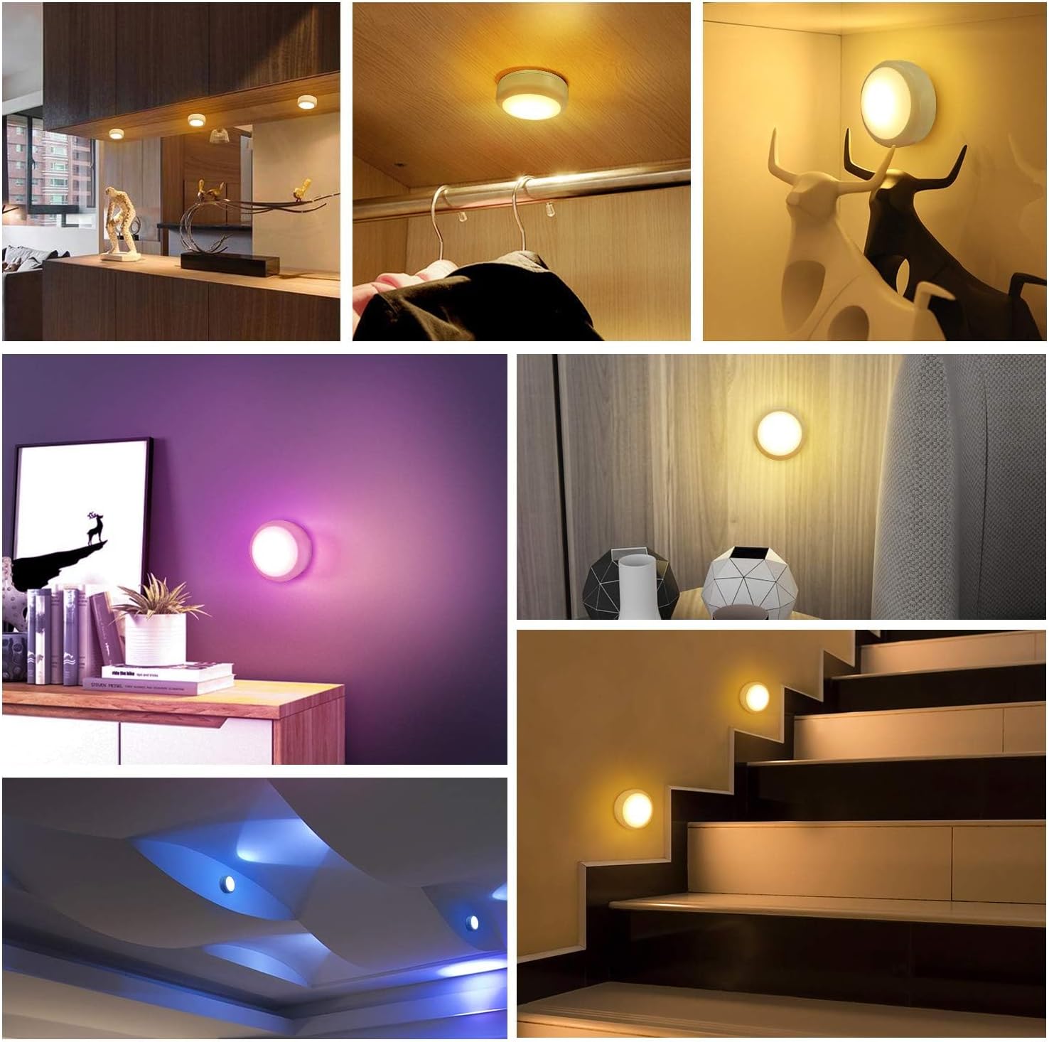 BLS Luces LED de disco, iluminación inalámbrica para debajo del gabinete y armario - Imagen 3