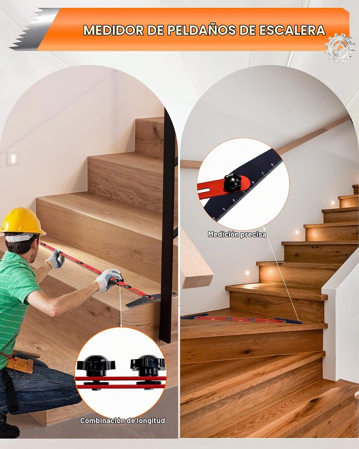 AXIUM Herramienta de plantilla de banda de rodadura de escalera, ajustable. - Imagen 5