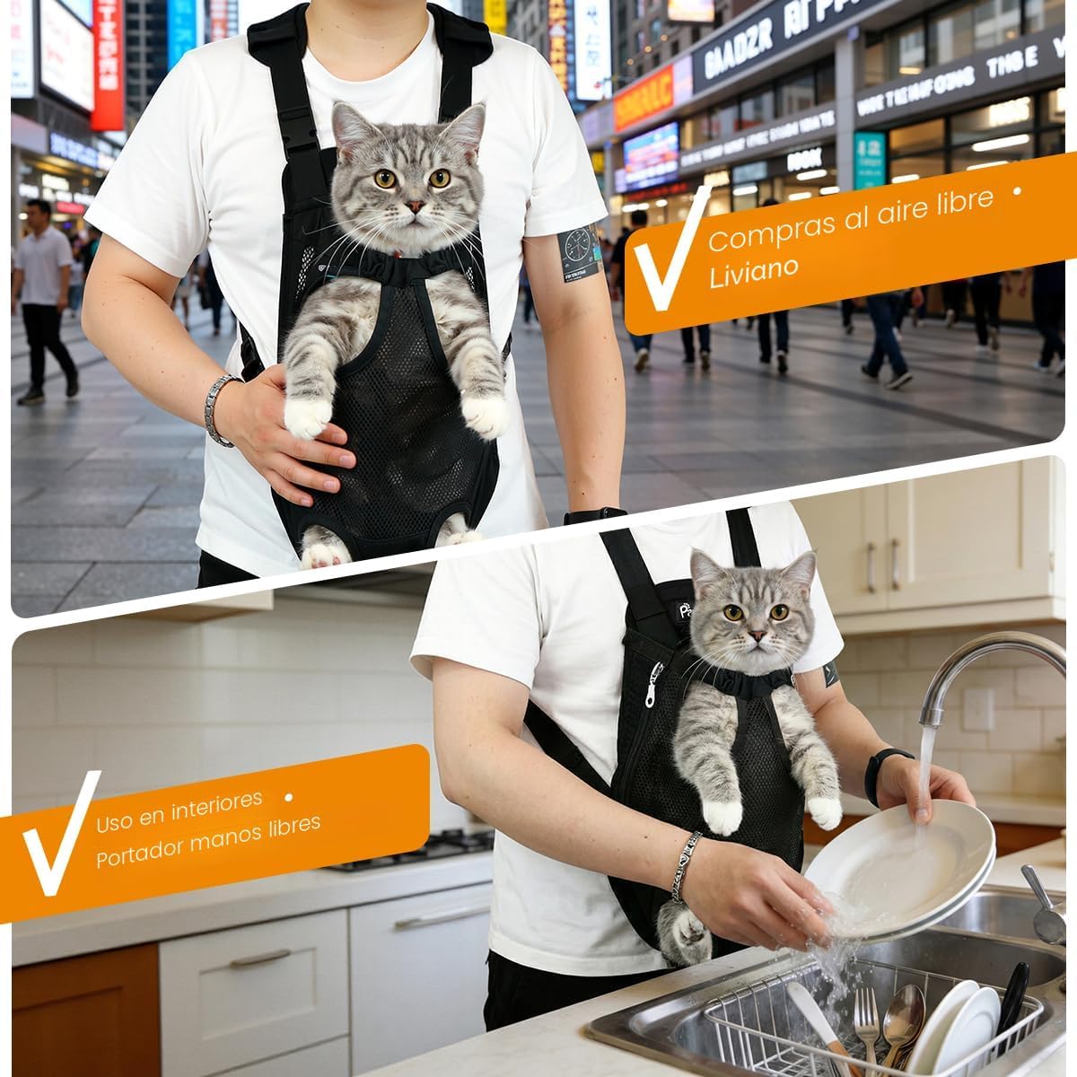 Pawaboo Mochila transportadora de mascotas, mochila frontal ajustable para mascotas. - Imagen 3