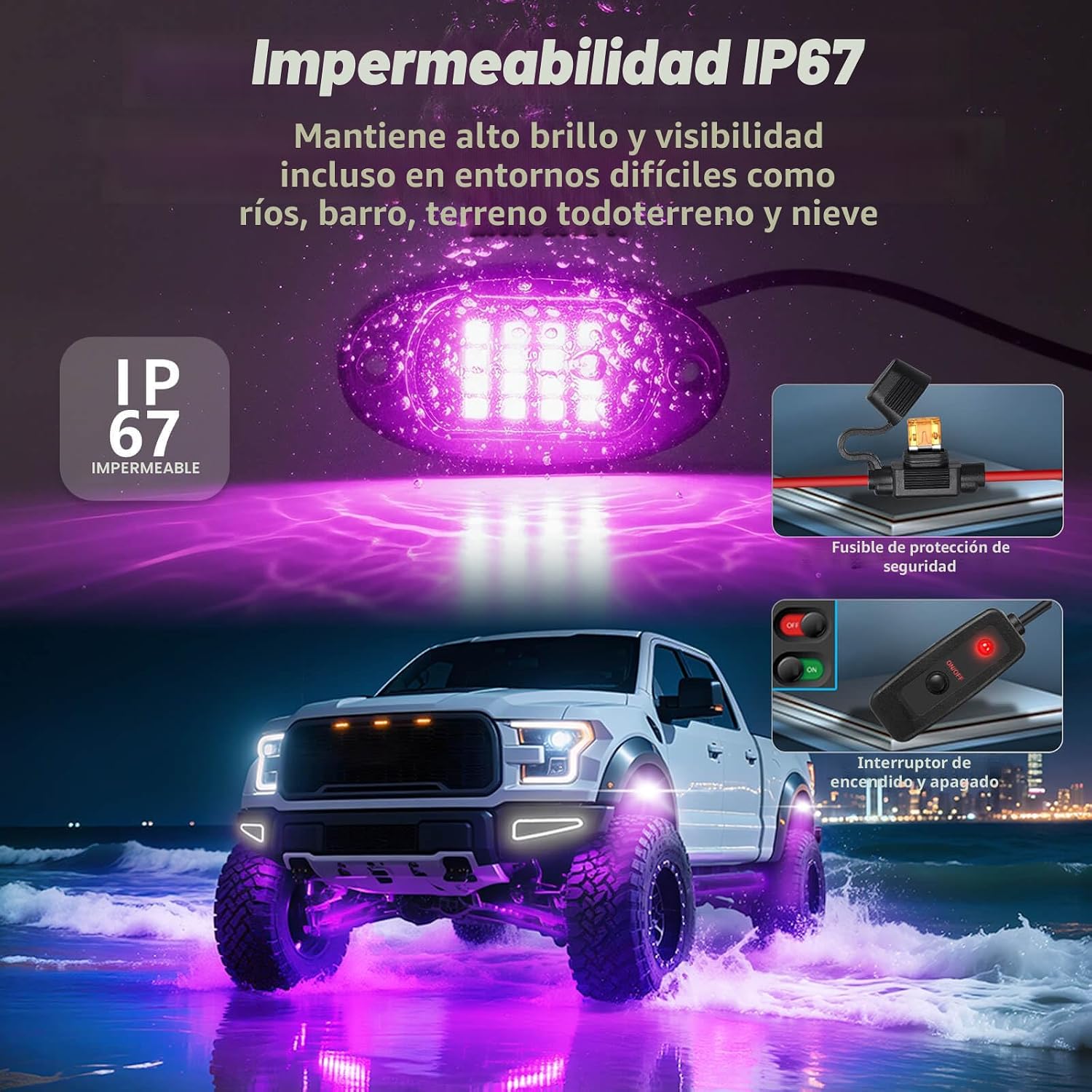 8Pods - Kit de luces LED RGB segmentadas para Jeep, camiones, UTV, ATV. - Imagen 4