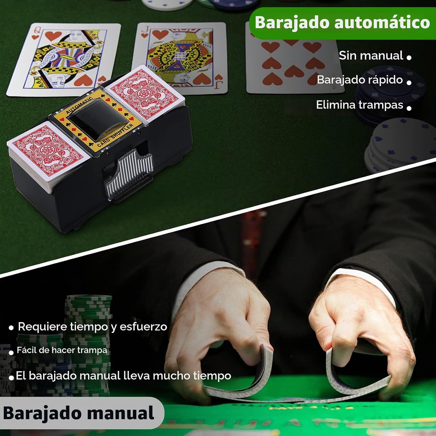 Barajador automático de cartas Unniweei a pilas para 1-6 barajas - Imagen 3