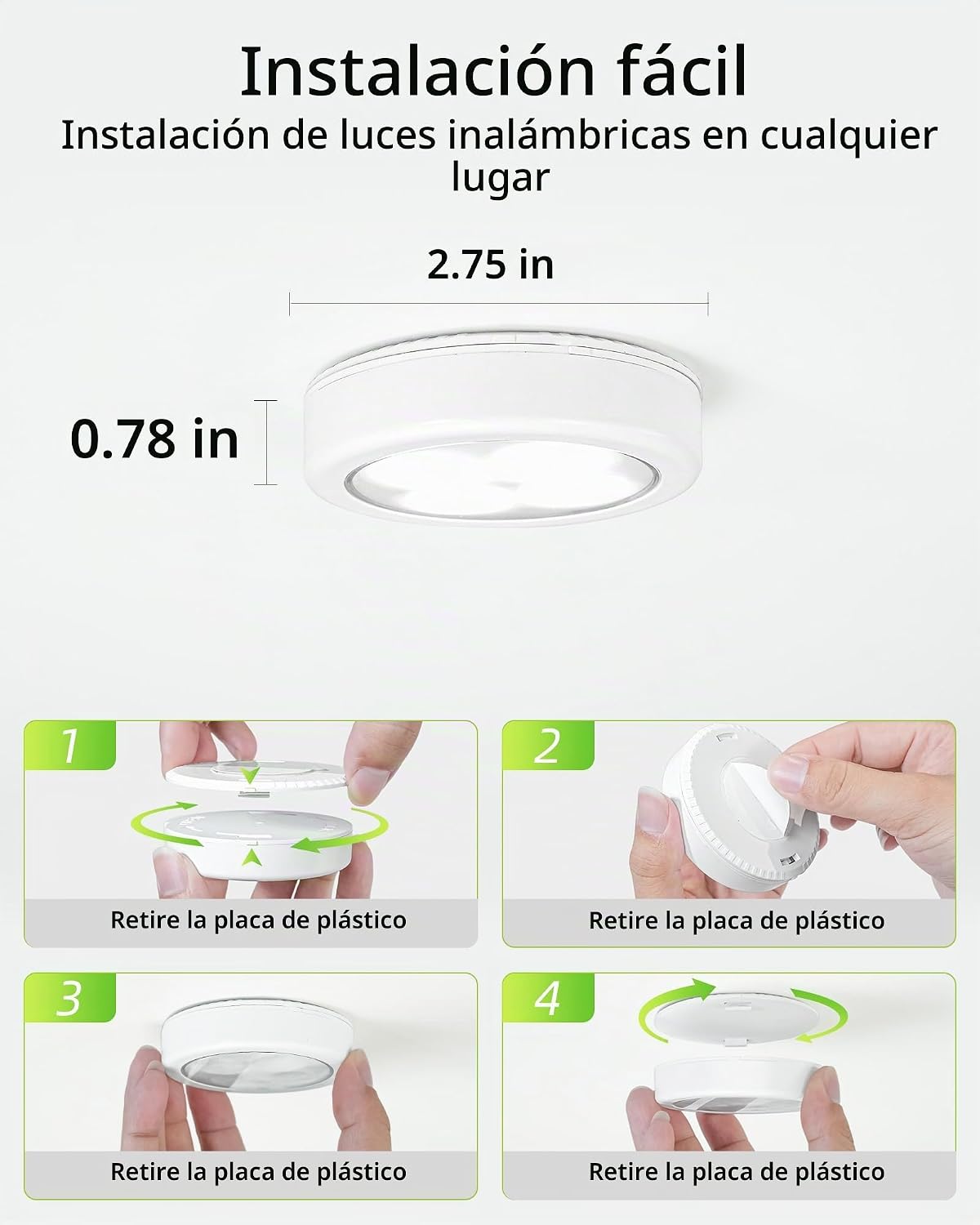 EZVALO - Luces LED de disco, lámpara de grifo recargable, luz táctil, mini luz de 2.95 pulgadas. - Imagen 5