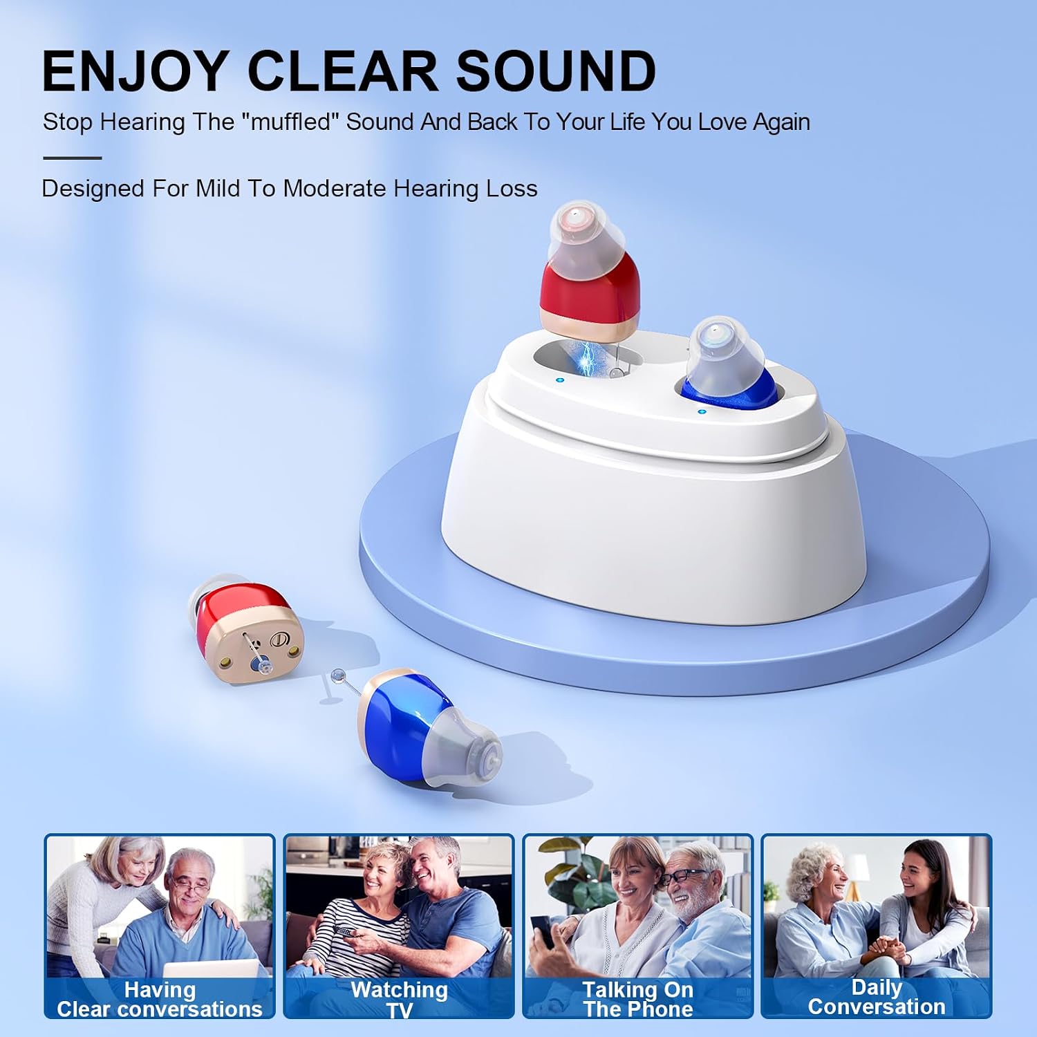 Audífonos recargables para personas mayores, audífonos digitales intrauditivos. - Imagen 5