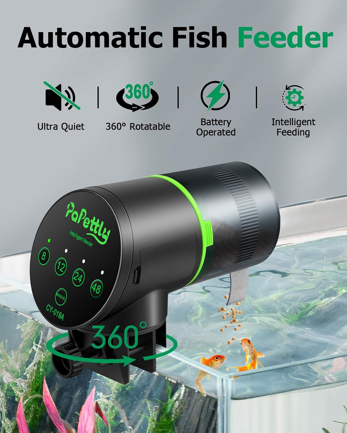 Papettly Alimentador Automático de Peces para Acuario - Dispensador Automático de Comida. - Imagen 3