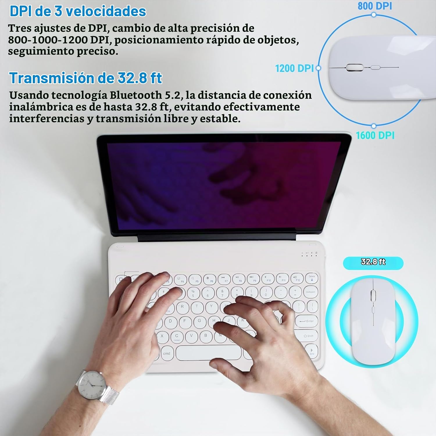 Combo de teclado y mouse Bluetooth, teclado y mouse inalámbricos recargables - Imagen 4