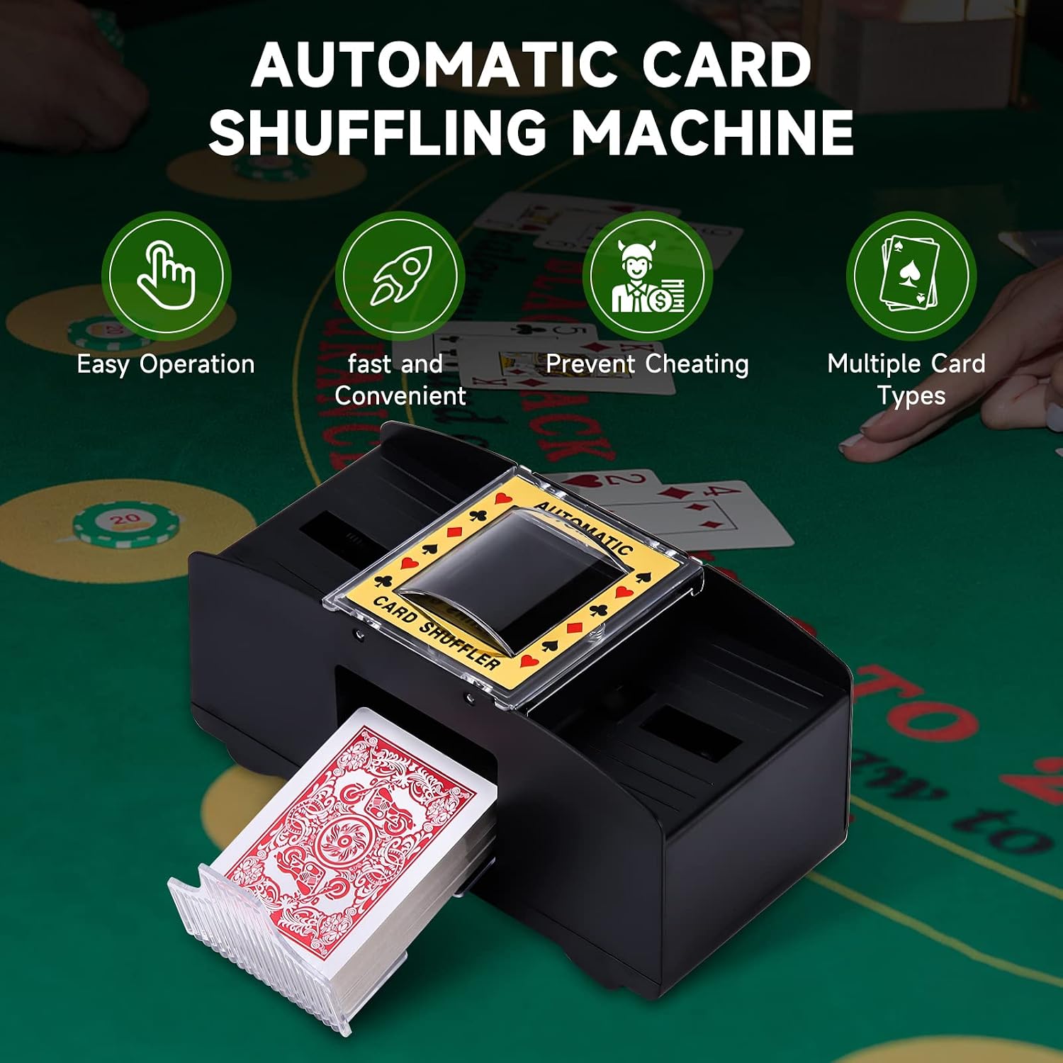 Barajador automático de cartas Unniweei a pilas para 1-6 barajas - Imagen 4