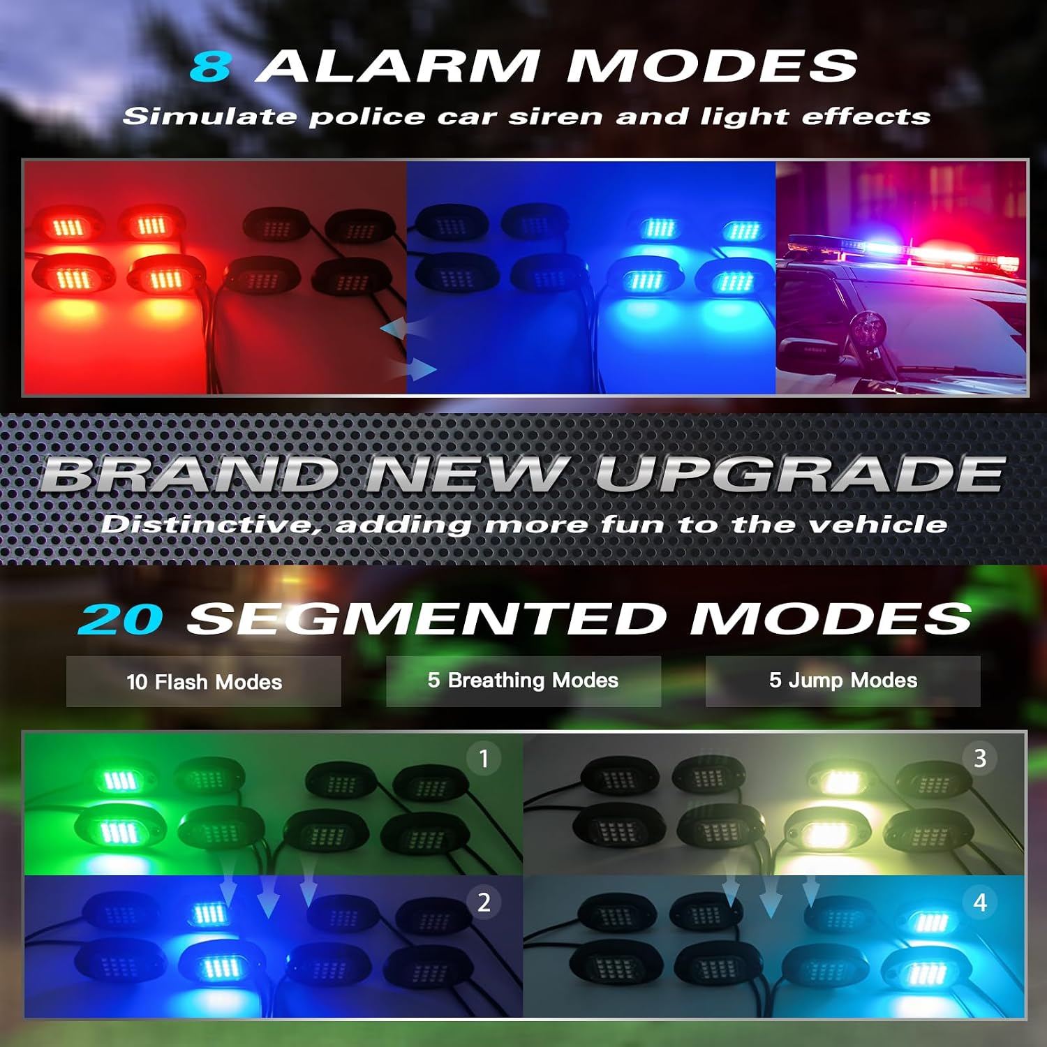 8Pods - Kit de luces LED RGB segmentadas para Jeep, camiones, UTV, ATV. - Imagen 3