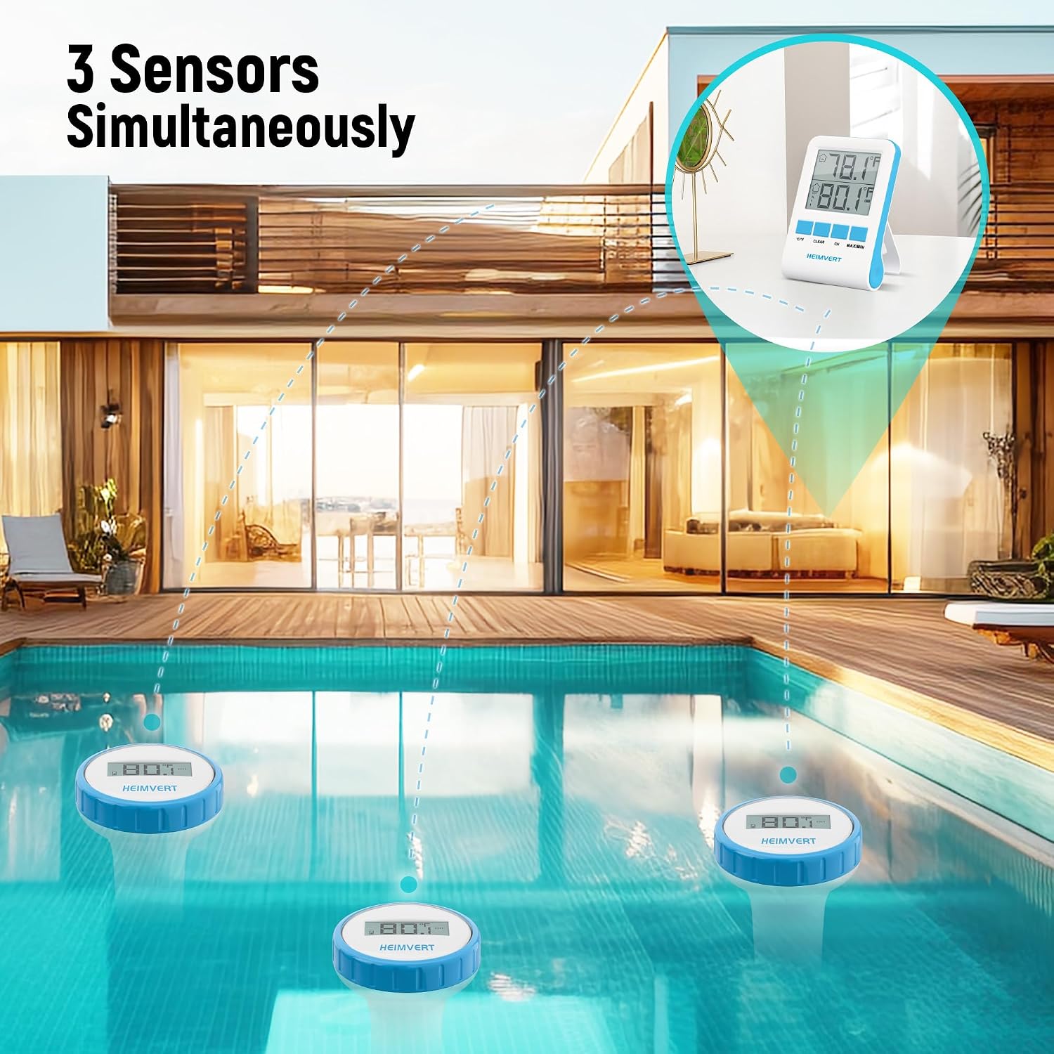 Termómetro inalámbrico para piscinas, termómetro digital flotante con pantalla de fácil. - Imagen 5