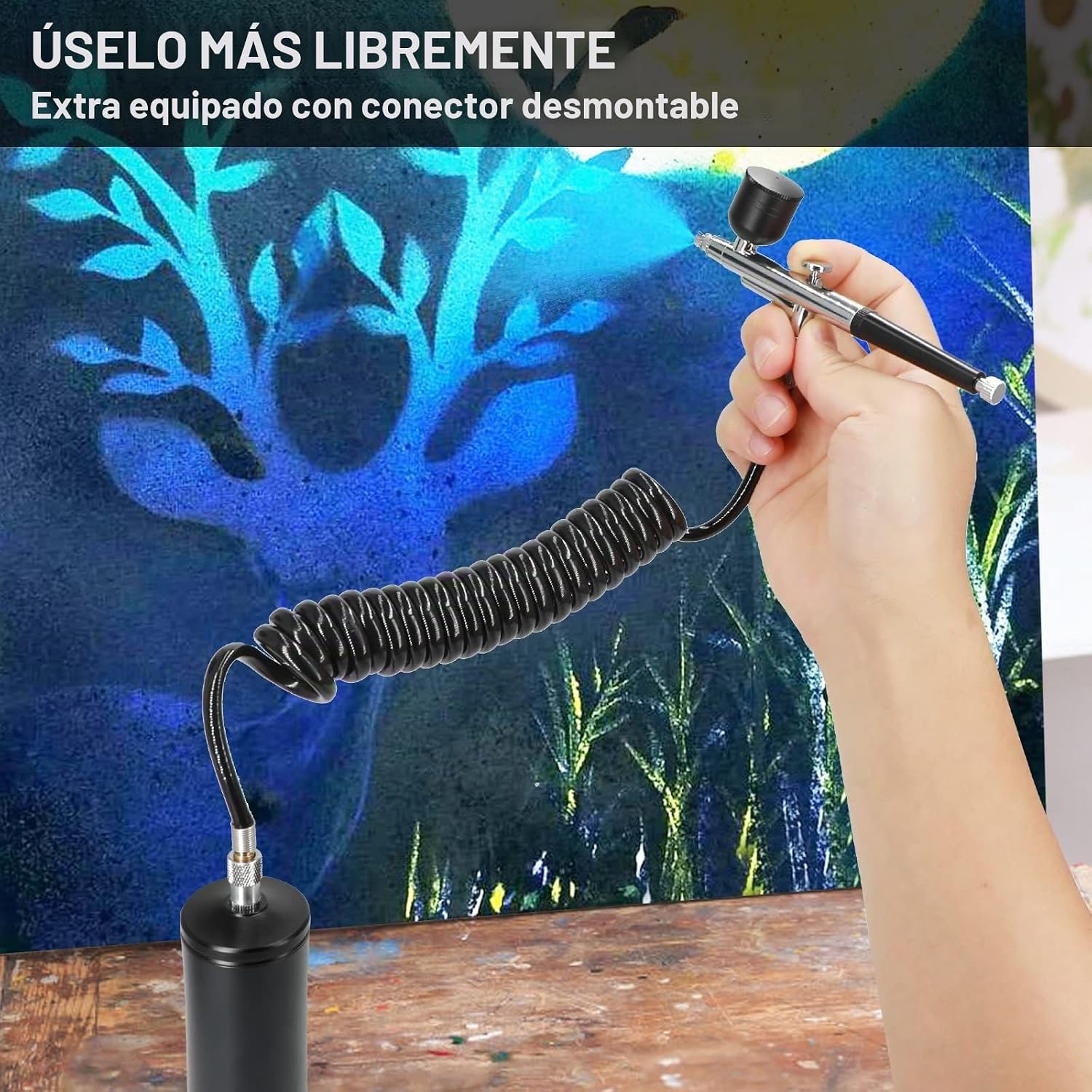 Kit de aerógrafo con compresor, pistola de aerógrafo manual automática con punta de 0.3mm. - Imagen 4