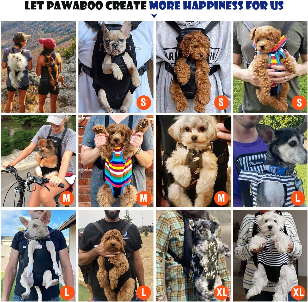 Pawaboo Mochila transportadora de mascotas, mochila frontal ajustable para mascotas. - Imagen 4